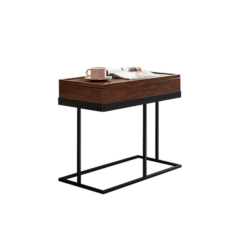 Modernistic Solid Wood with Storage Rectangular Tray Top Side Table