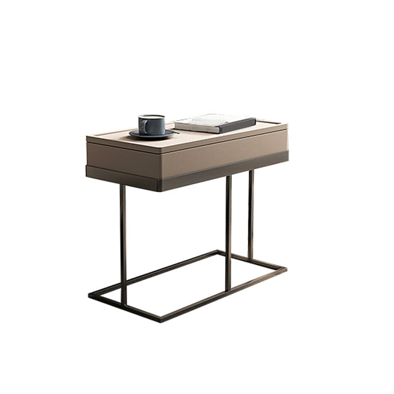 Modernistic Solid Wood with Storage Rectangular Tray Top Side Table