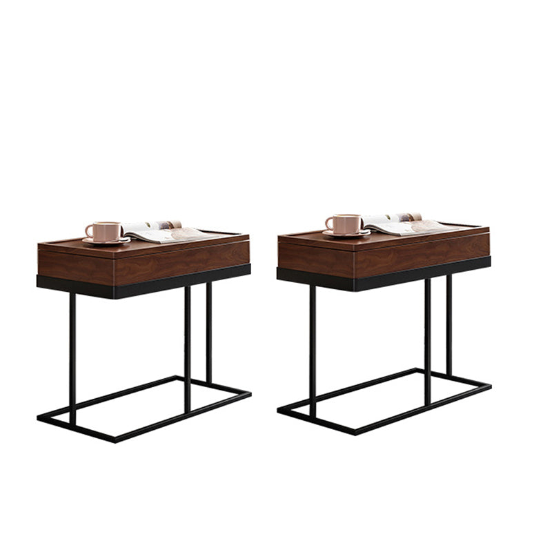 Modernistic Solid Wood with Storage Rectangular Tray Top Side Table