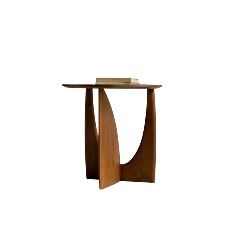 Contemporary Solid Wood Side Table Pedestal Round Living Room Table