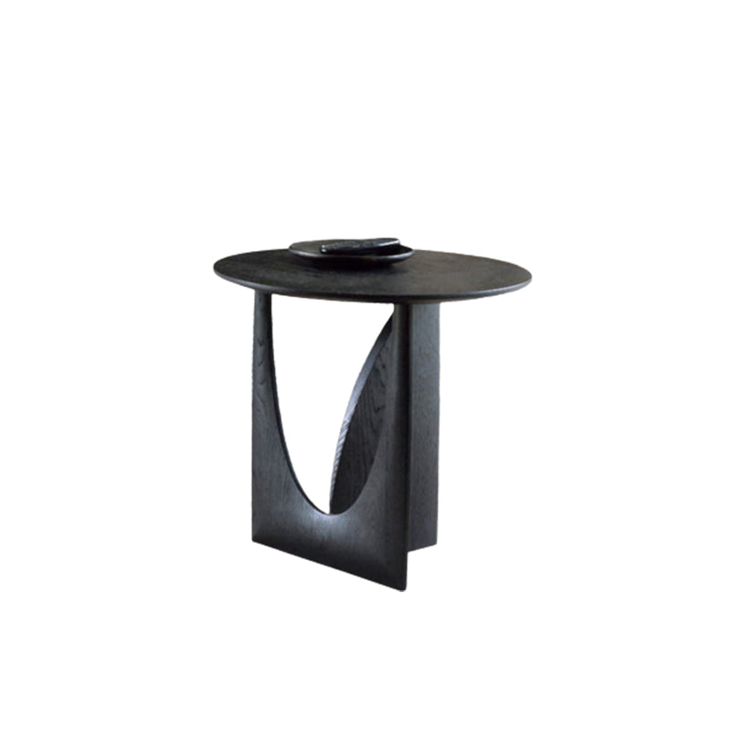 Contemporary Solid Wood Side Table Pedestal Round Living Room Table