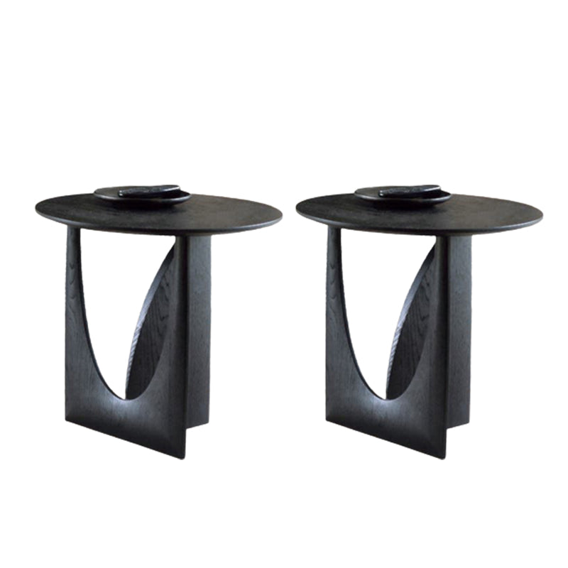 Contemporary Solid Wood Side Table Pedestal Round Living Room Table