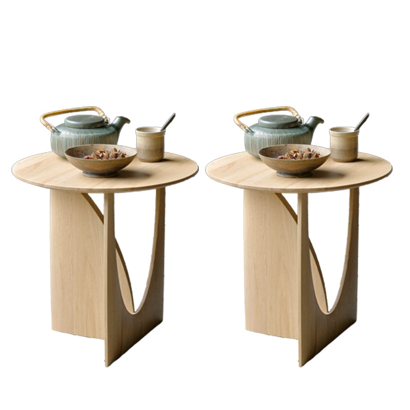 Contemporary Solid Wood Side Table Pedestal Round Living Room Table