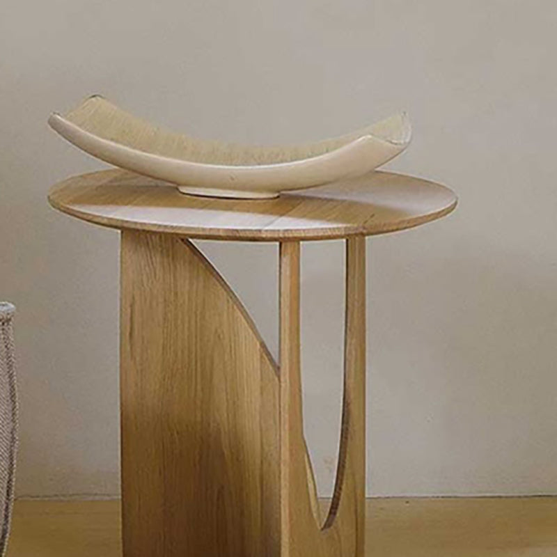 Contemporary Solid Wood Side Table Pedestal Round Living Room Table