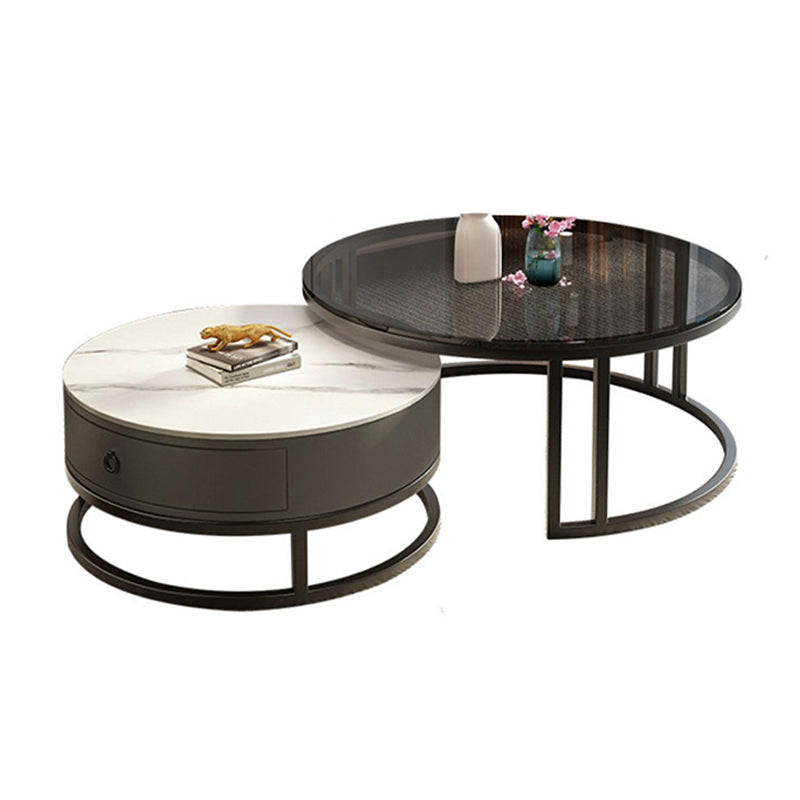 Modern Glass Coffee Cocktail Table Round Nesting Coffee Table Set