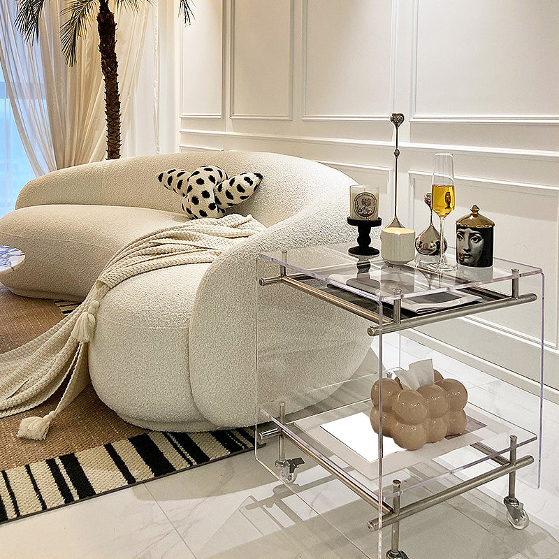 Modern Acrylic Top Rectangular Double Tier Accent Side Table