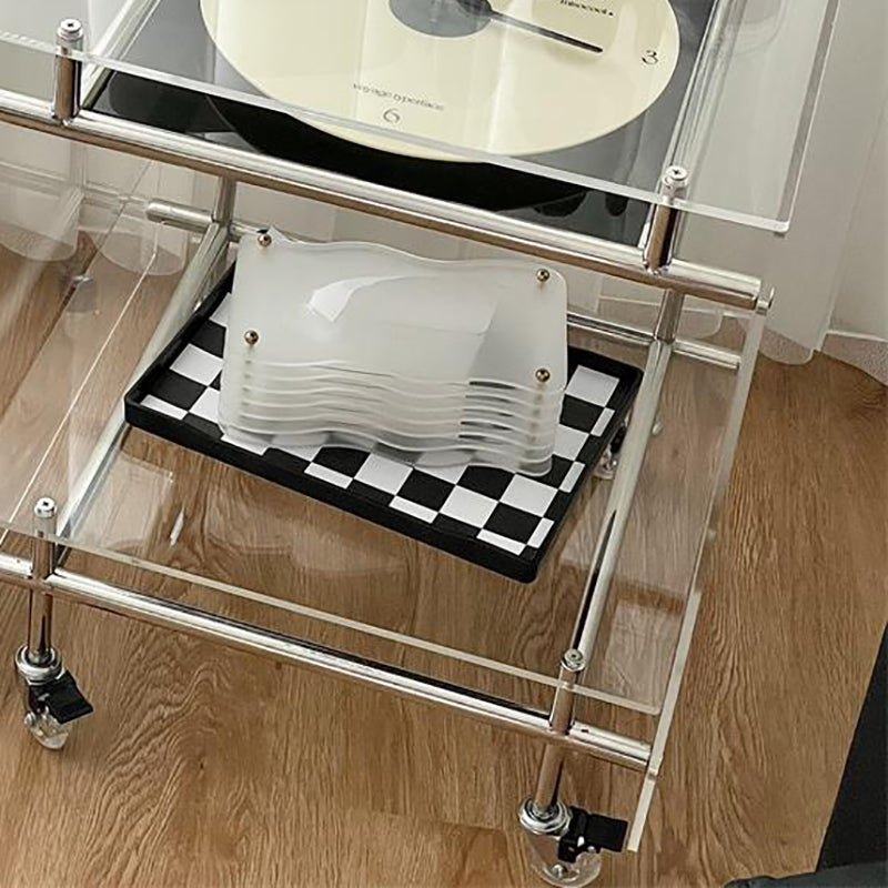 Modern Acrylic Top Rectangular Double Tier Accent Side Table