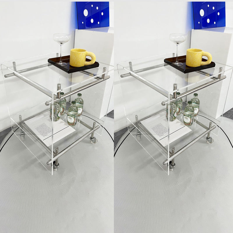 Modern Acrylic Top Rectangular Double Tier Accent Side Table