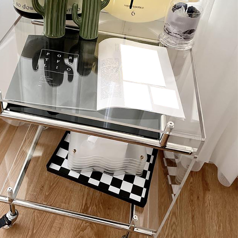 Modern Acrylic Top Rectangular Double Tier Accent Side Table