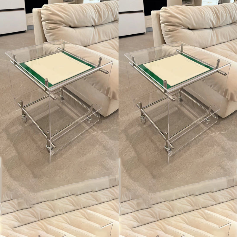 Modern Acrylic Top Rectangular Double Tier Accent Side Table
