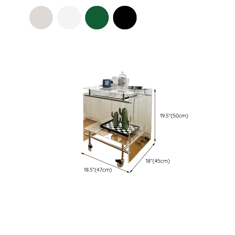 Modern Acrylic Top Rectangular Double Tier Accent Side Table