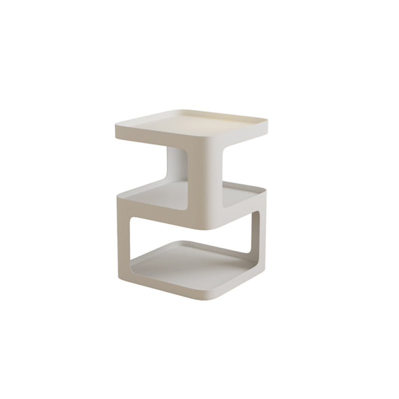 21.65" Tall Metal End Table Sqaure Top Accent Side Table With Shelves