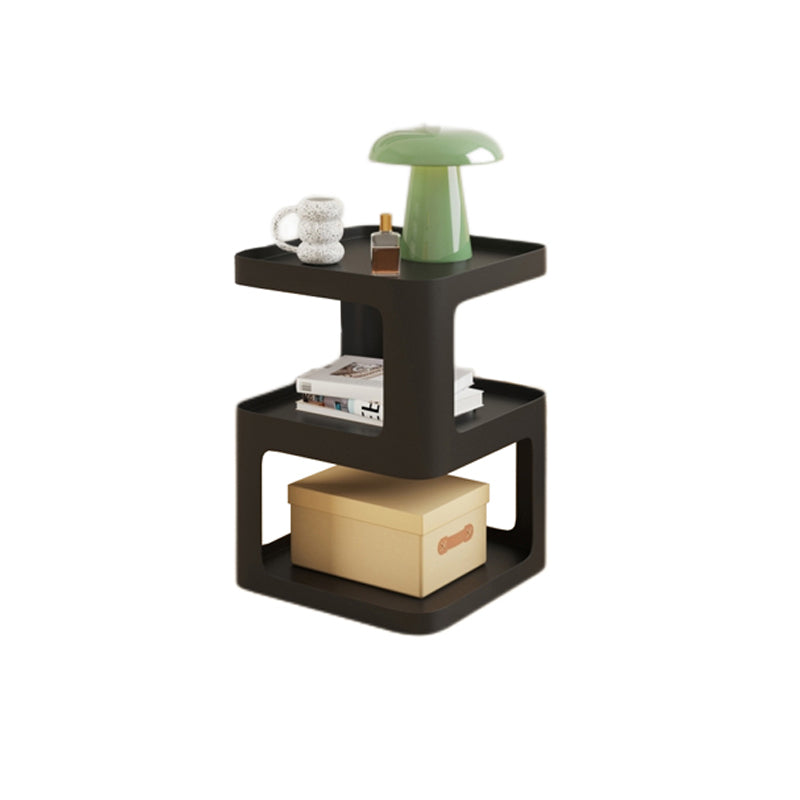 21.65" Tall Metal End Table Sqaure Top Accent Side Table With Shelves