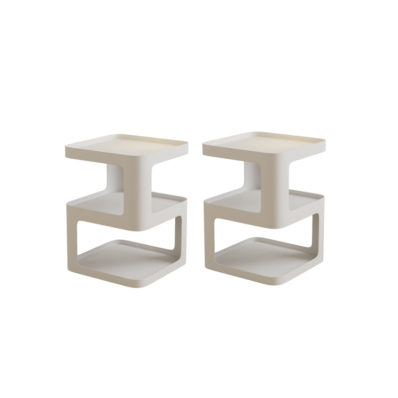 21.65" Tall Metal End Table Sqaure Top Accent Side Table With Shelves