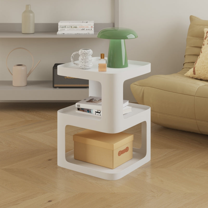 21.65" Tall Metal End Table Sqaure Top Accent Side Table With Shelves
