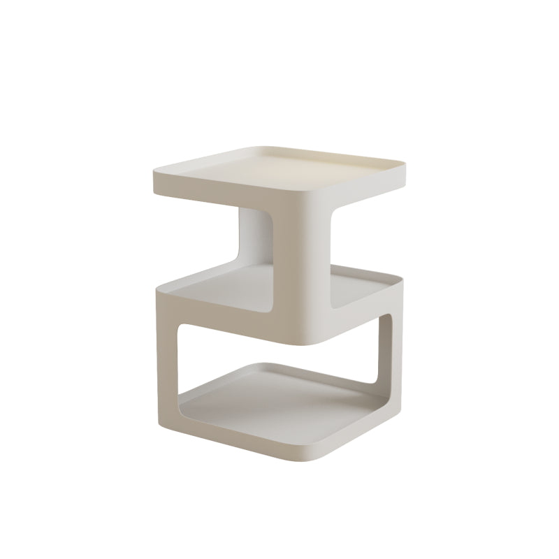 21.65" Tall Metal End Table Sqaure Top Accent Side Table With Shelves