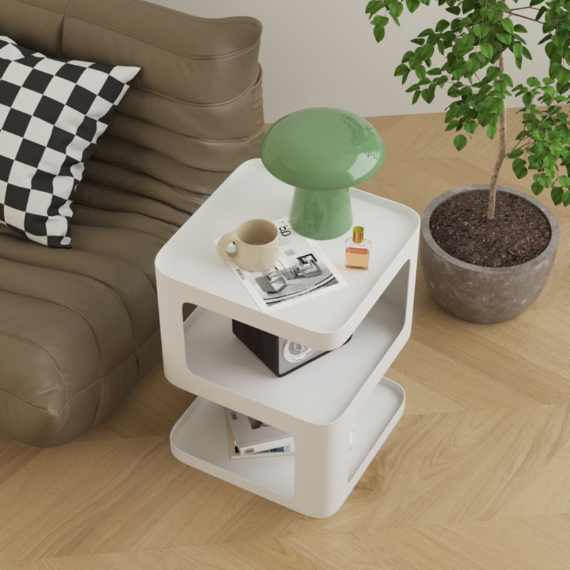 21.65" Tall Metal End Table Sqaure Top Accent Side Table With Shelves