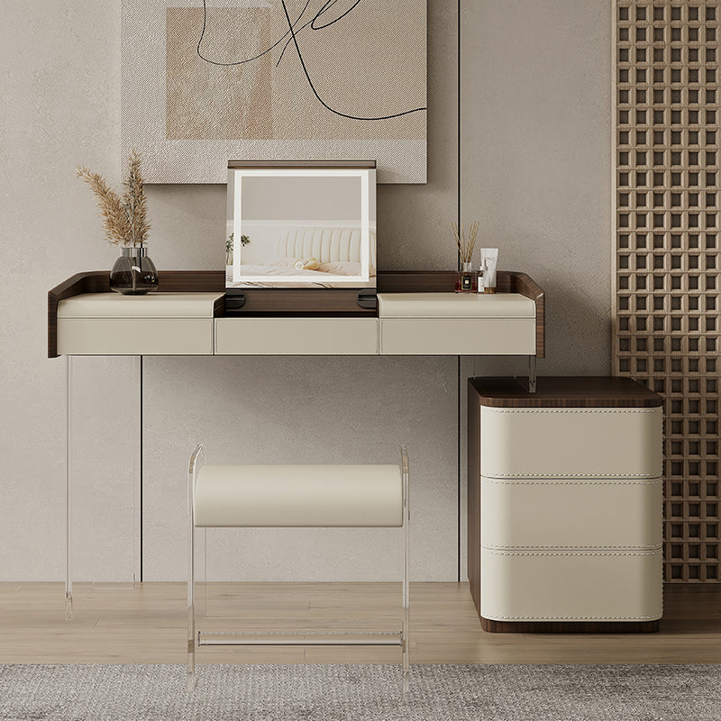 Flip-Top Make-up Vanity Wood Vanity Dressing Table with 5 Storage Drawers