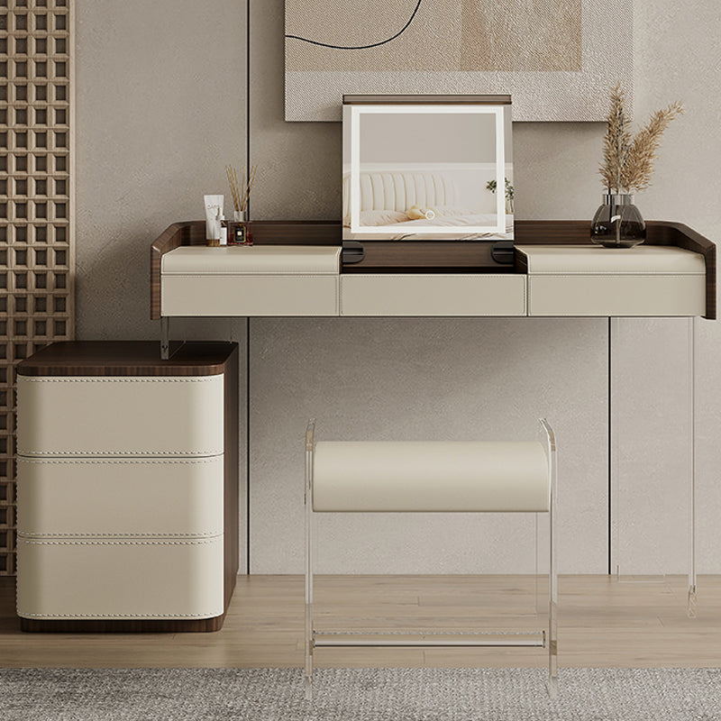 Flip-Top Make-up Vanity Wood Vanity Dressing Table with 5 Storage Drawers