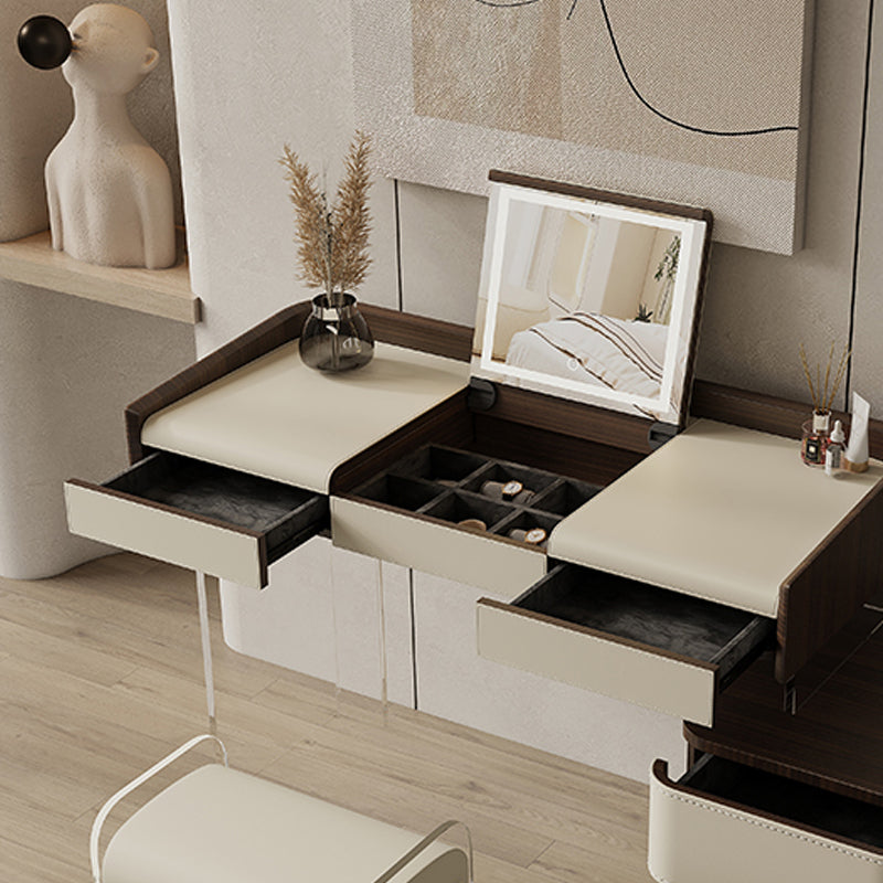 Flip-Top Make-up Vanity Wood Vanity Dressing Table with 5 Storage Drawers