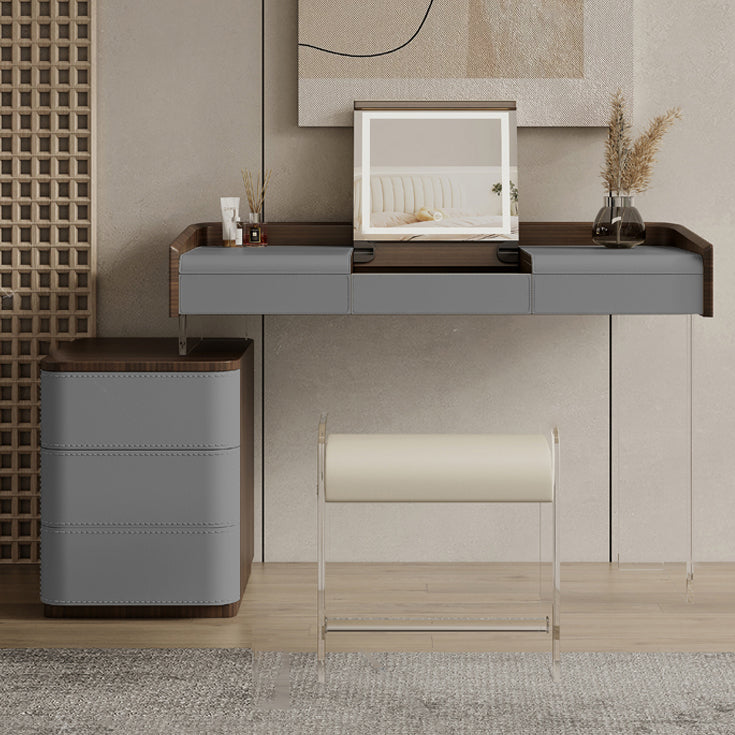 Flip-Top Make-up Vanity Wood Vanity Dressing Table with 5 Storage Drawers