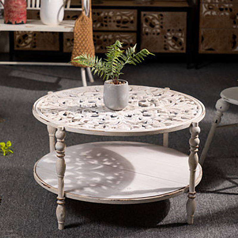19"H French Country Side Table Metal Round Accent Side Table