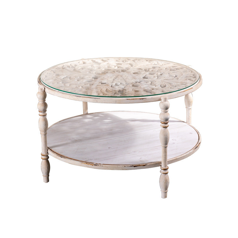 19"H French Country Side Table Metal Round Accent Side Table