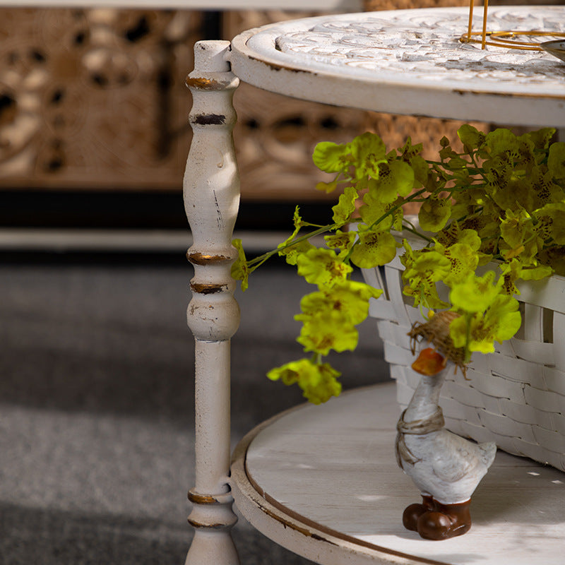 19"H French Country Side Table Metal Round Accent Side Table