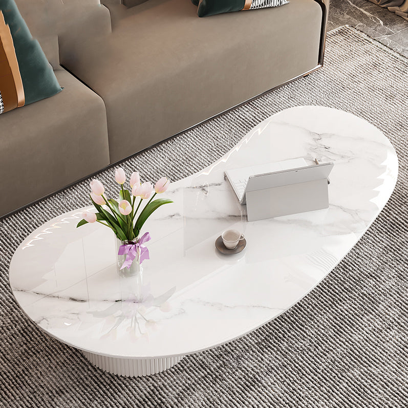 Free Form Slate Cocktail Table Abstract Base Coffee Table with 2 Drawers