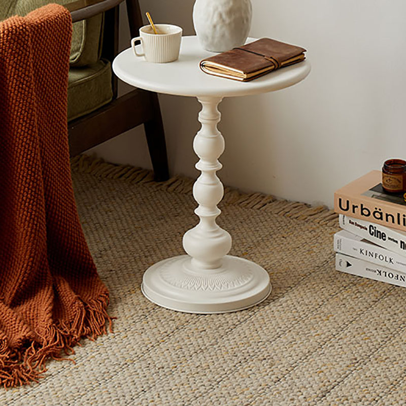 French Country Side Table Pedestal Metal Round Accent Side Table