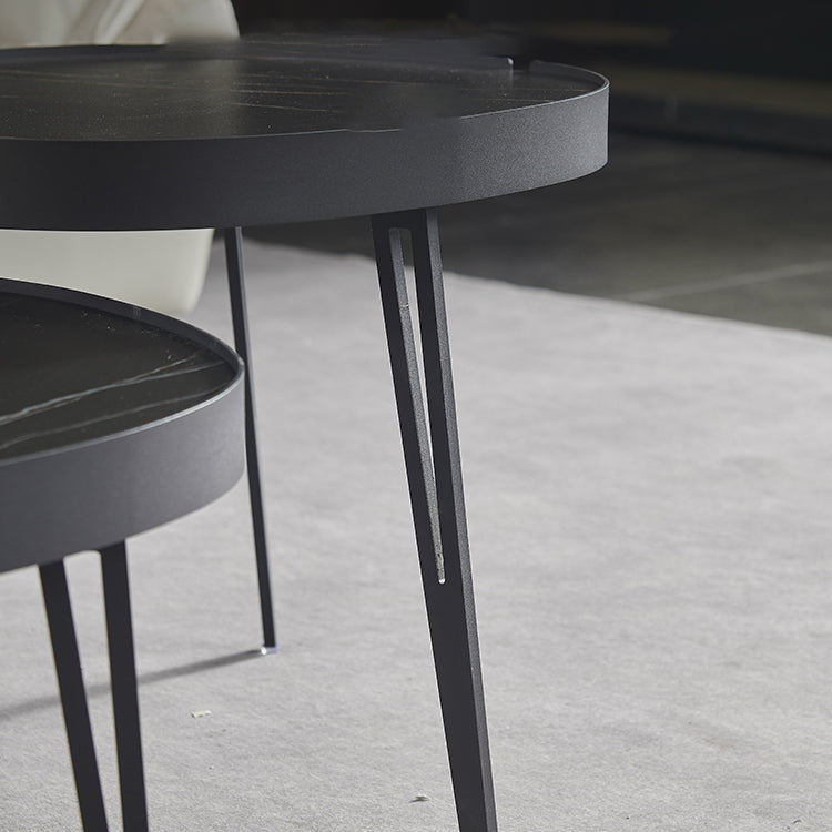 Contemporary Geometric Cocktail Table Stone 3 Legs Bunching Tables