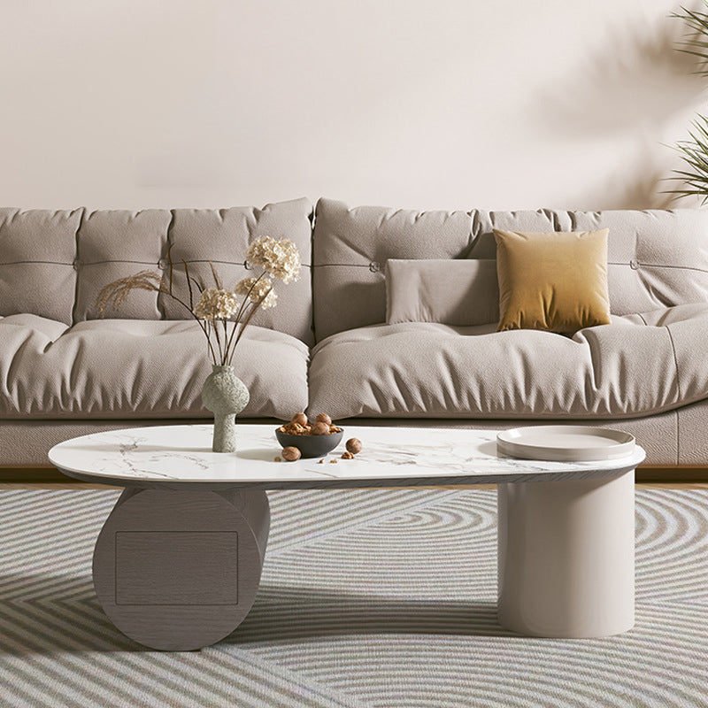 Modern Abstract Base Coffee Table Slate Free Form Coffee Cocktail Table with drawers