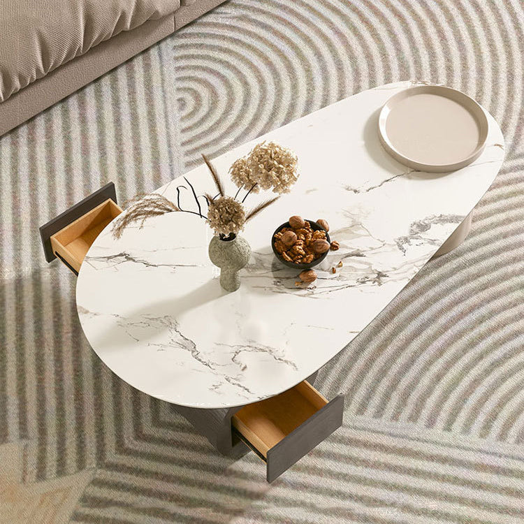 Modern Abstract Base Coffee Table Slate Free Form Coffee Cocktail Table with drawers