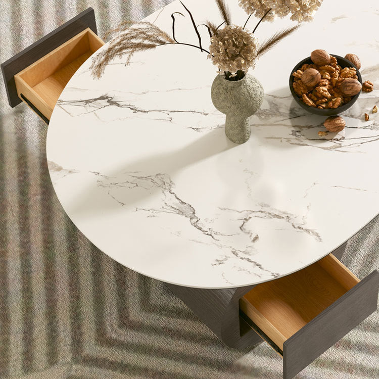 Modern Abstract Base Coffee Table Slate Free Form Coffee Cocktail Table with drawers