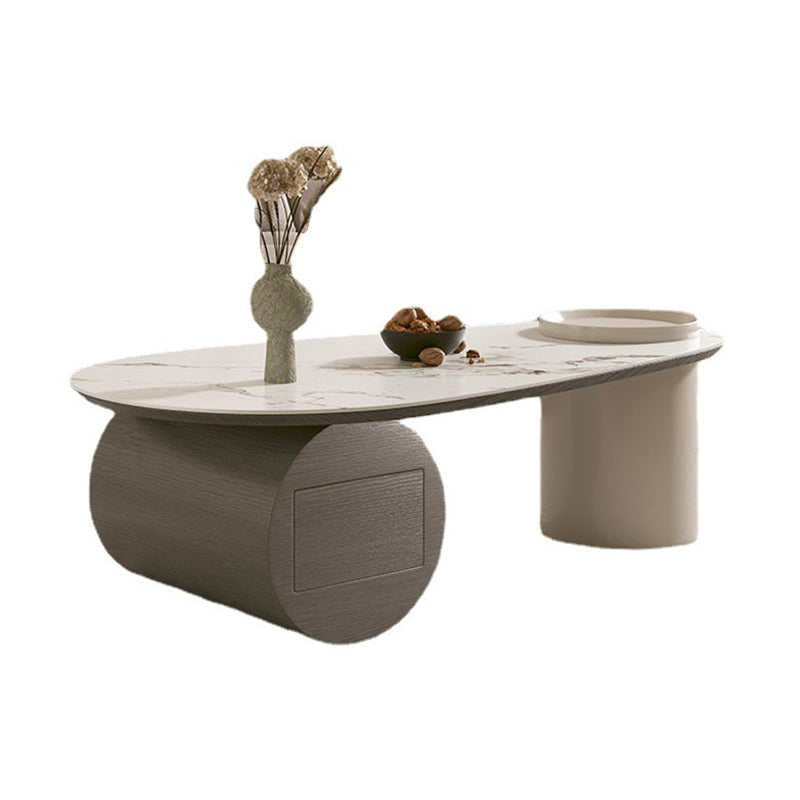 Modern Abstract Base Coffee Table Slate Free Form Coffee Cocktail Table with drawers