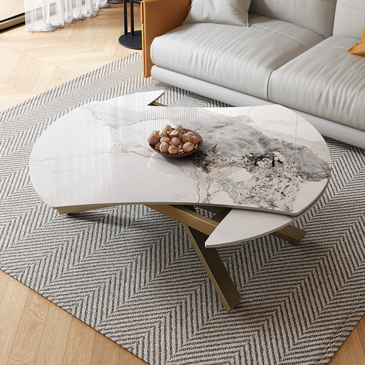 Glam 4 Legs Cocktail Table Single Stone Coffee Cocktail Table