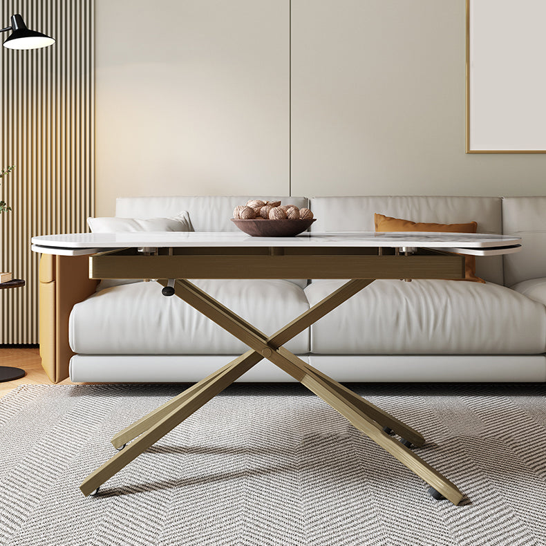 Glam 4 Legs Cocktail Table Single Stone Coffee Cocktail Table
