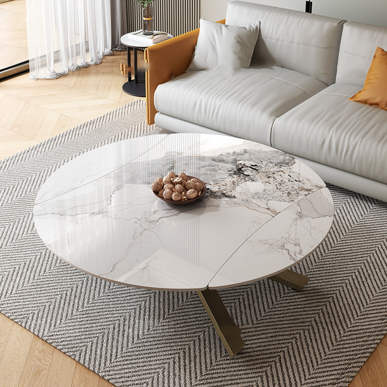 Glam 4 Legs Cocktail Table Single Stone Coffee Cocktail Table
