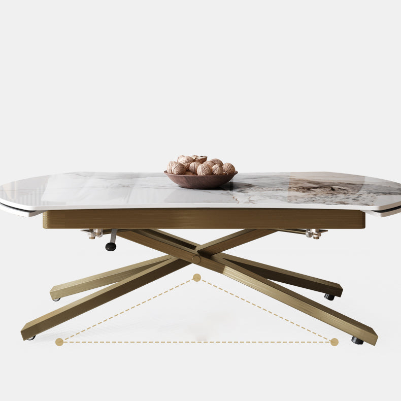 Glam 4 Legs Cocktail Table Single Stone Coffee Cocktail Table