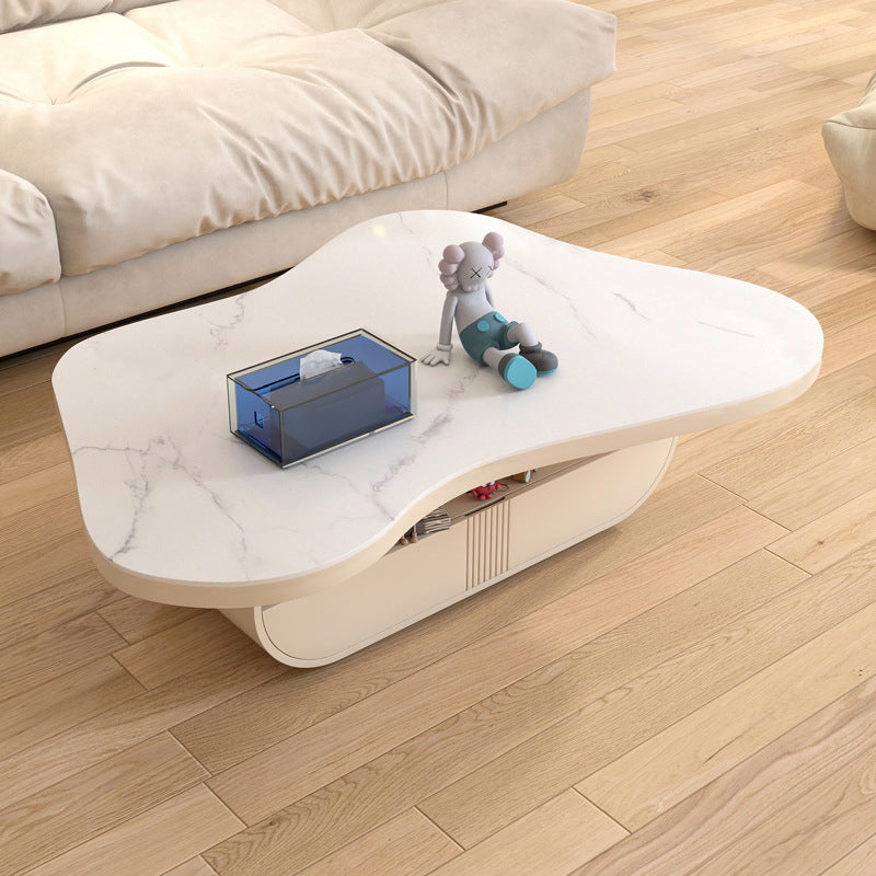 Modern Pedestal Coffee Table Slate Free Form Coffee Cocktail Table