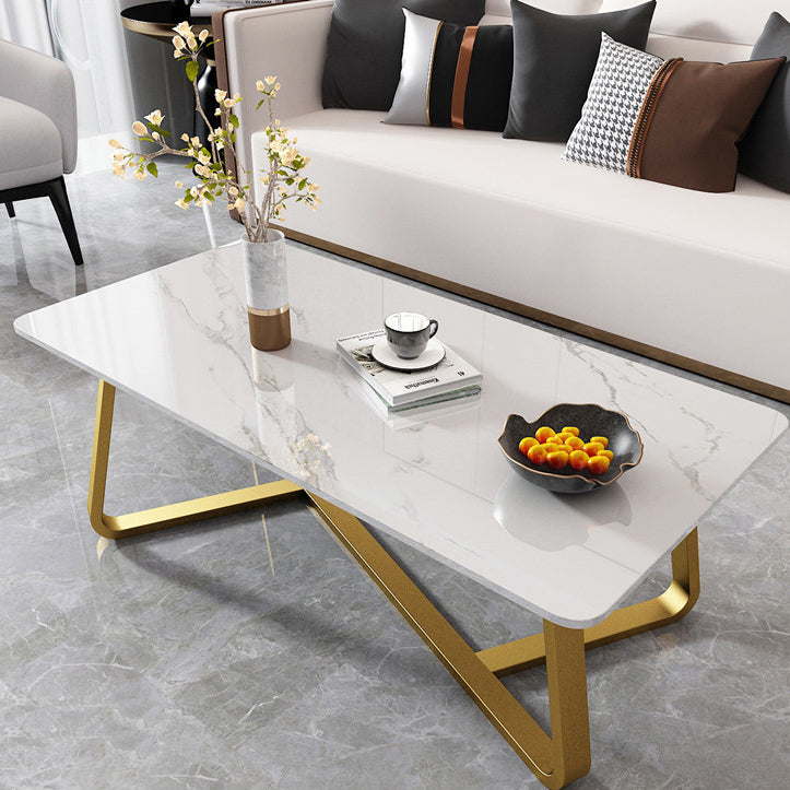 Glam Rectangle Cocktail Table Single Stone Coffee Cocktail Table