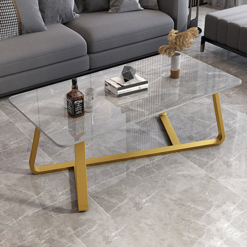 Glam Rectangle Cocktail Table Single Stone Coffee Cocktail Table