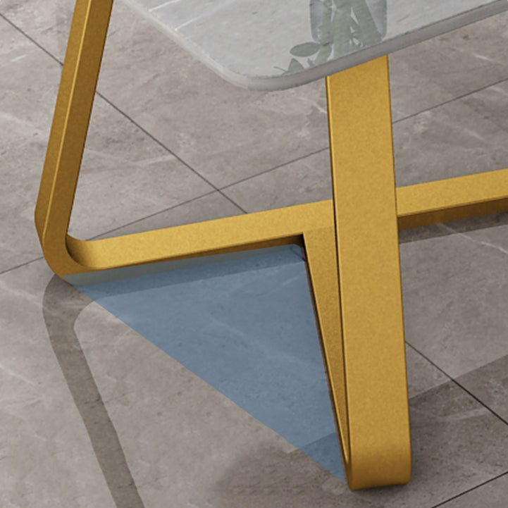 Glam Rectangle Cocktail Table Single Stone Coffee Cocktail Table