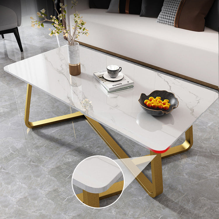 Glam Rectangle Cocktail Table Single Stone Coffee Cocktail Table