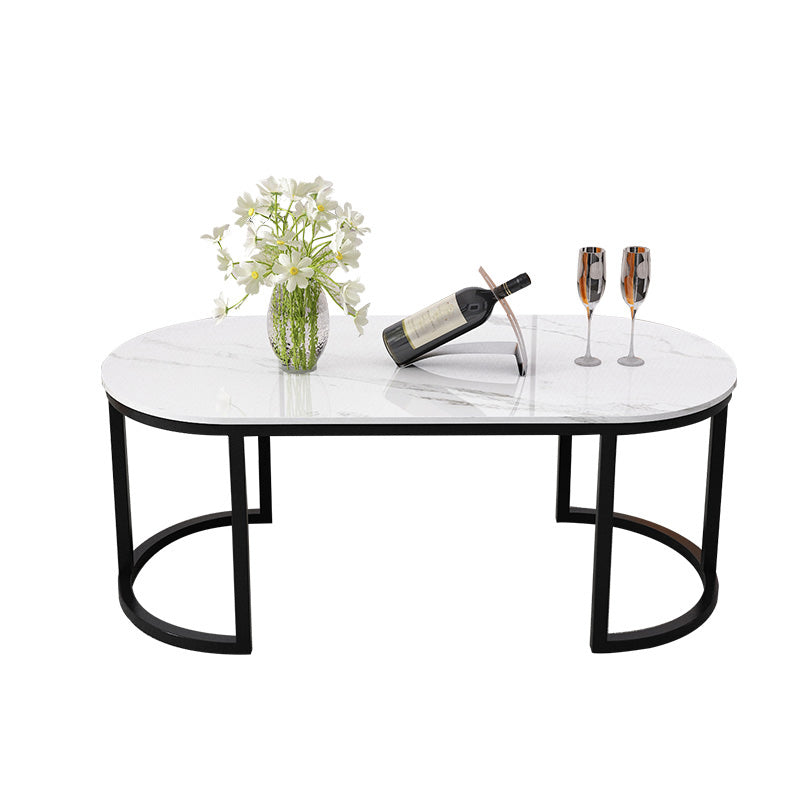 Oval Glam Stone Cocktail Table Standard Single Coffee Cocktail Table