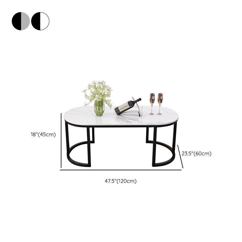 Oval Glam Stone Cocktail Table Standard Single Coffee Cocktail Table