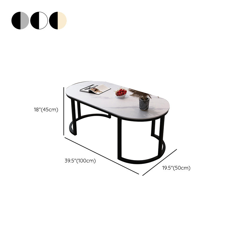 Glam Oval Stone Cocktail Table Standard Single Coffee Cocktail Table