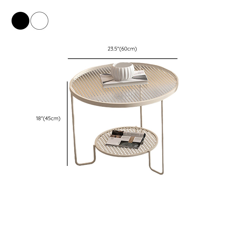 Tropical Round Frame Cocktail Table Glass Top Coffee Table Set