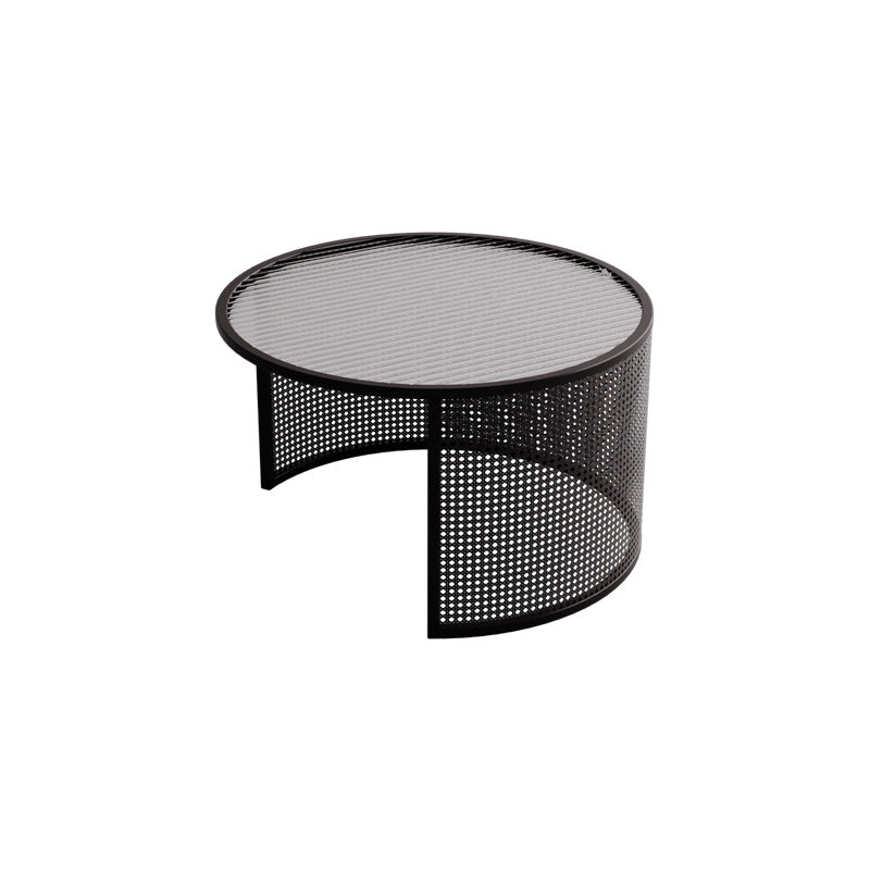 Tropical Round Frame Cocktail Table Glass Top Coffee Cocktail Table