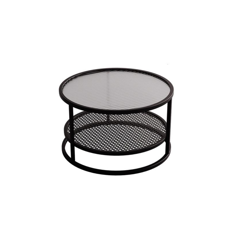 Tropical Round Frame Cocktail Table Glass Top Coffee Cocktail Table